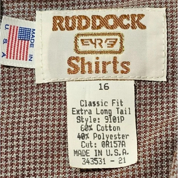 Vintage Ruddock Western Shirt Classic 16 Extra Long Tail Short Sleeves - Picture 6 of 7